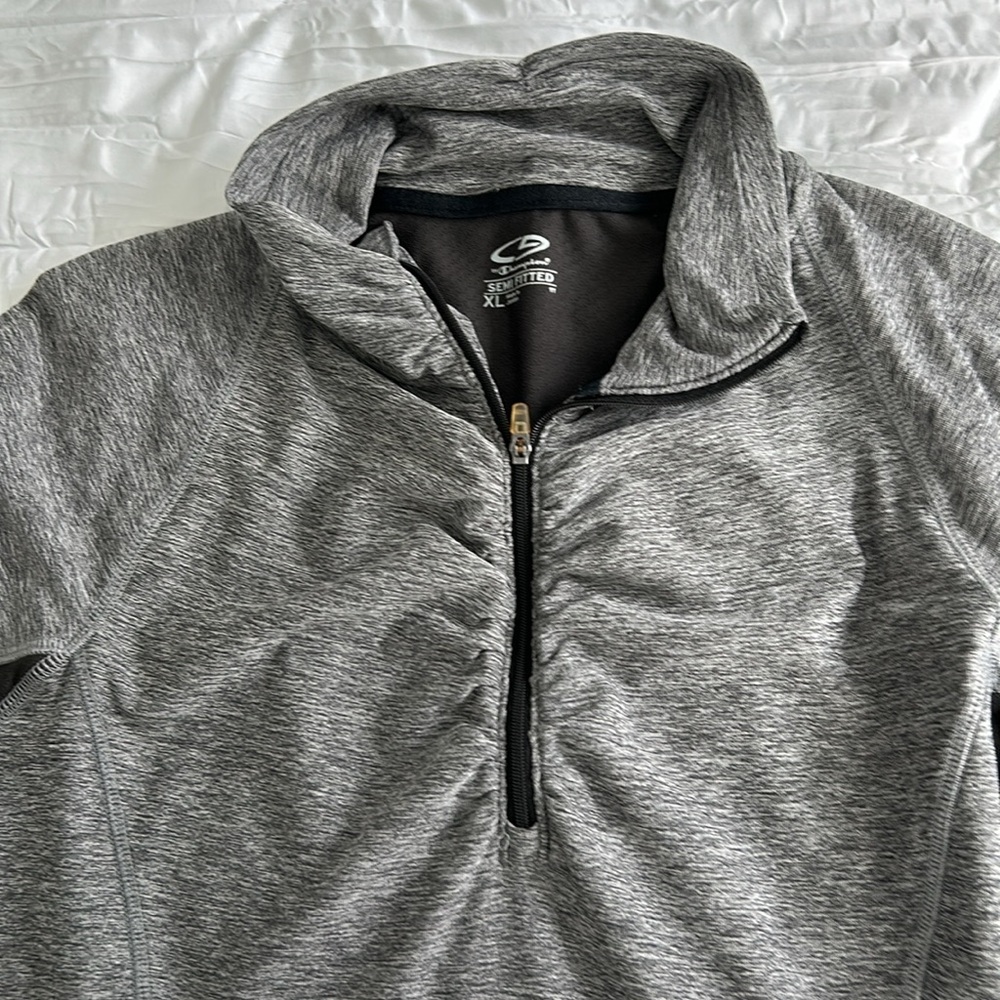 C9 CHAMPION Women’s Active Pullover Gray/Black Thumbholes 1/4 Zip Semi-Fitted XL - Picture 5 of 15